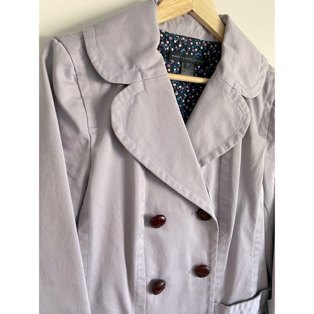 Marc by Marc Jacobs Lavender Trench Coat with Floral Lining - Size L - Picture 3 of 11